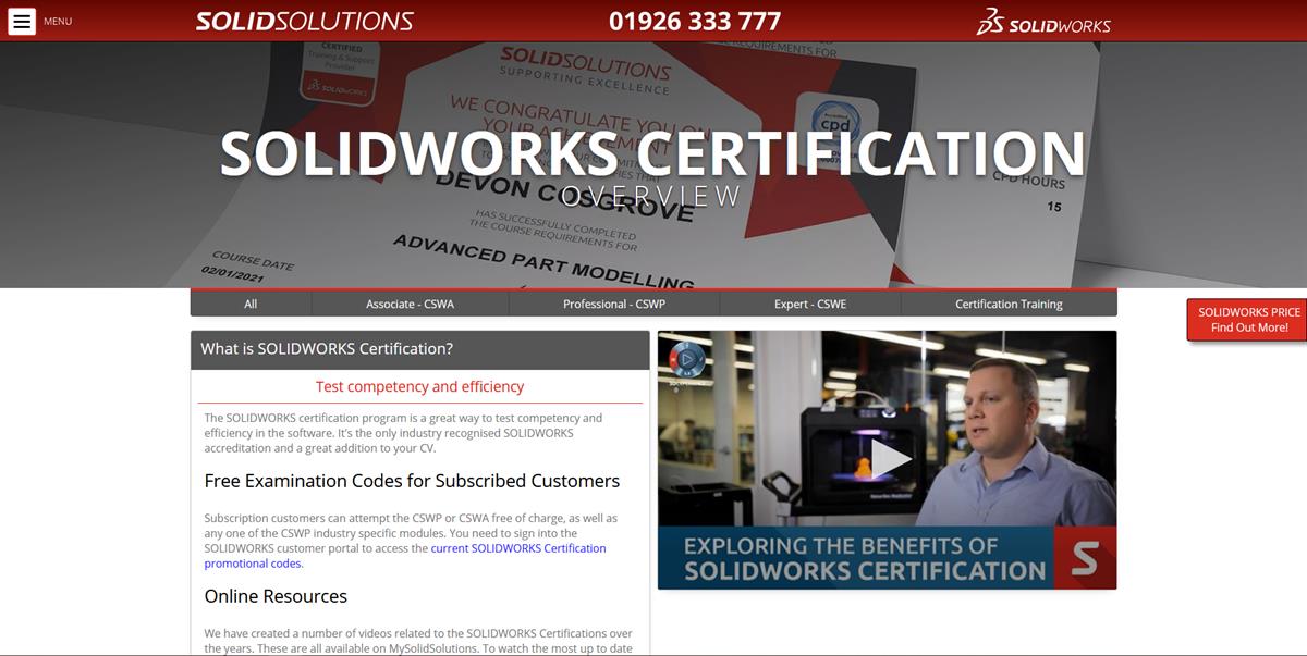 cost of solidworks certification